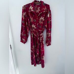 Vintage Rouie wool Blend Floral Red Women's Dress size 10
